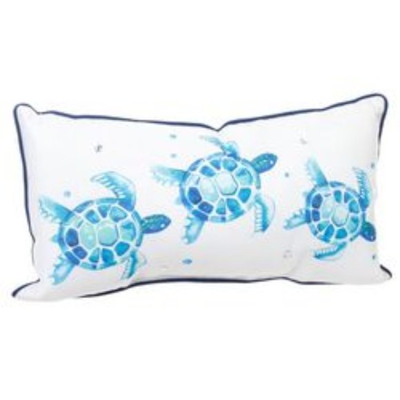Blue Sea Turtle Decorative Accent Throw Pillows Blue/Cream New/NWT! - Picture 1 of 3